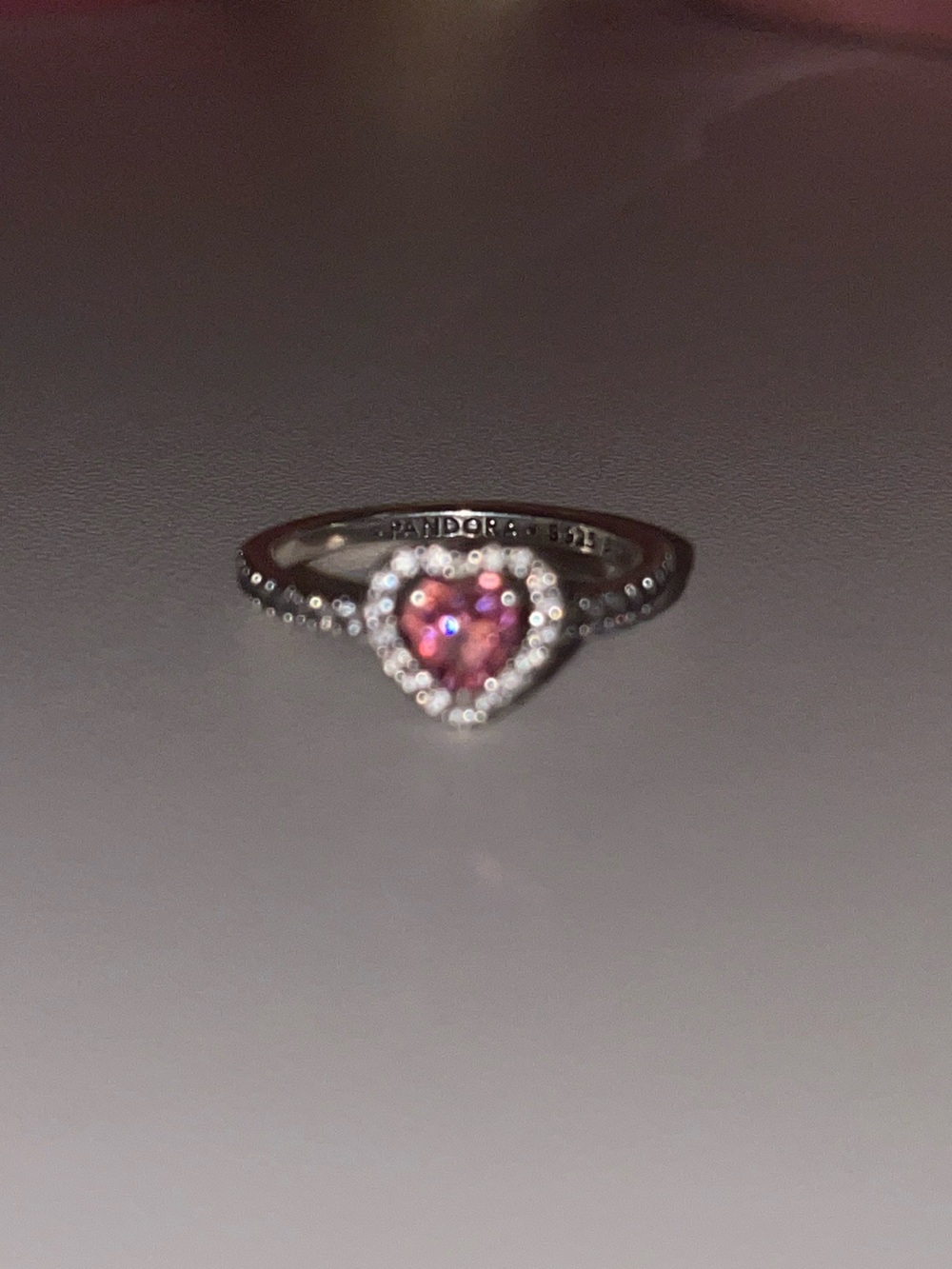Pandora silver heart ring nearly brand new barely worn size 5